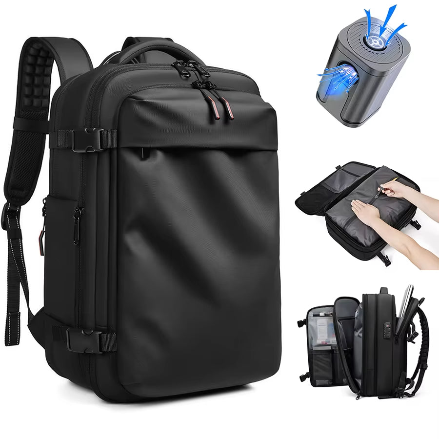 Men Travel Backpack Vacuum Compression Laptop Backpack 17 Inch Extended Large Capacity School Backpack Hiking Business Backpack